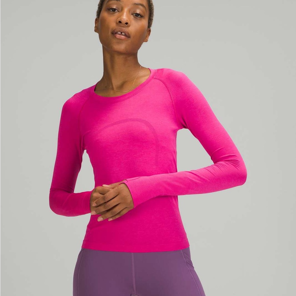 Lululemon long sleeve swiftly race length sonic pink 4